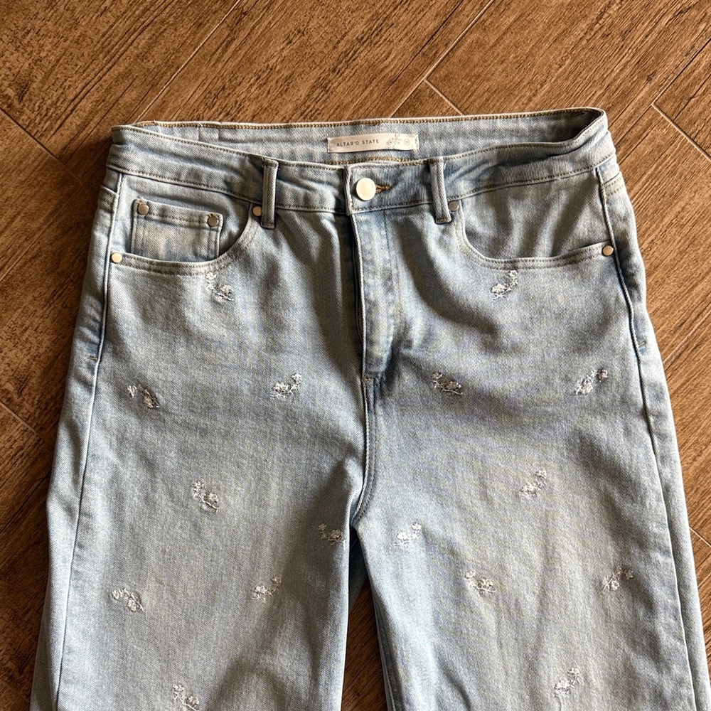 Altar'd State Light Blue Distressed Mom Jeans